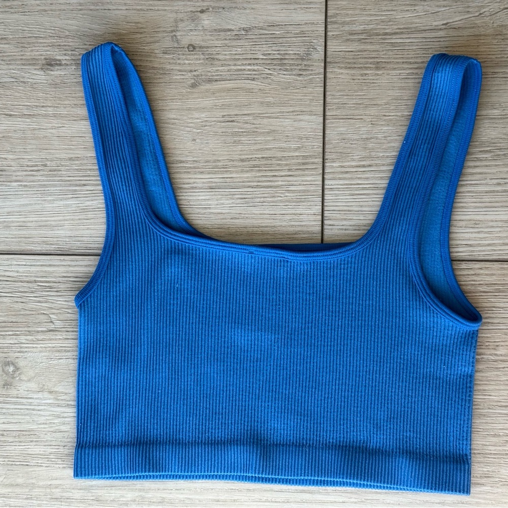 Cotton On Electric Blue Ribbed Square Neck Crop Tank - Picture 3 of 3